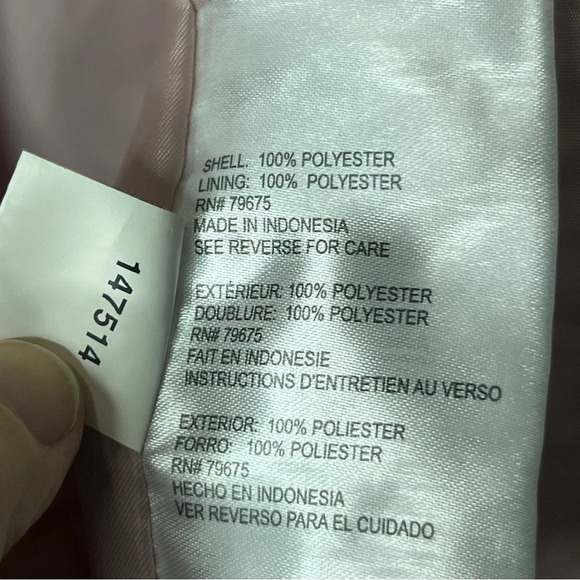 Michael Kors Jacket Women Medium Pink Gold Accents Hooded Zip Up Coat Adj Waist - Picture 13 of 13